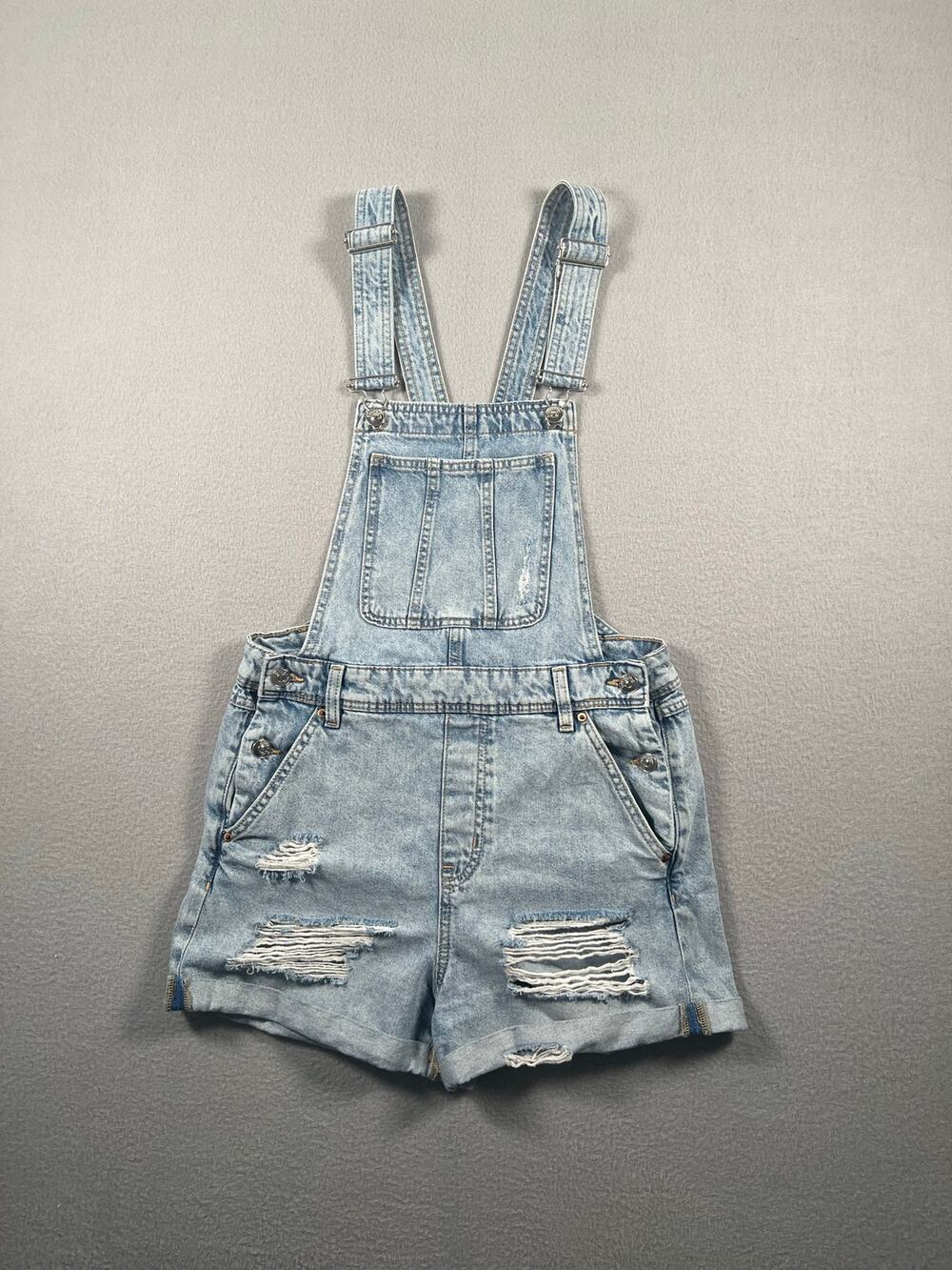 H&M Divided Distressed Denim Short Overalls Size 4